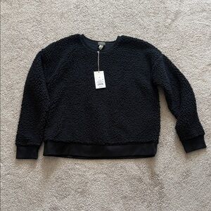 Cozy Black Sherpa Crewneck Sweater